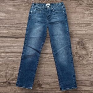 William Rast So Cheeky Straight Jeans Medium Wash Whiskered Junior 27 Y2K Vintag